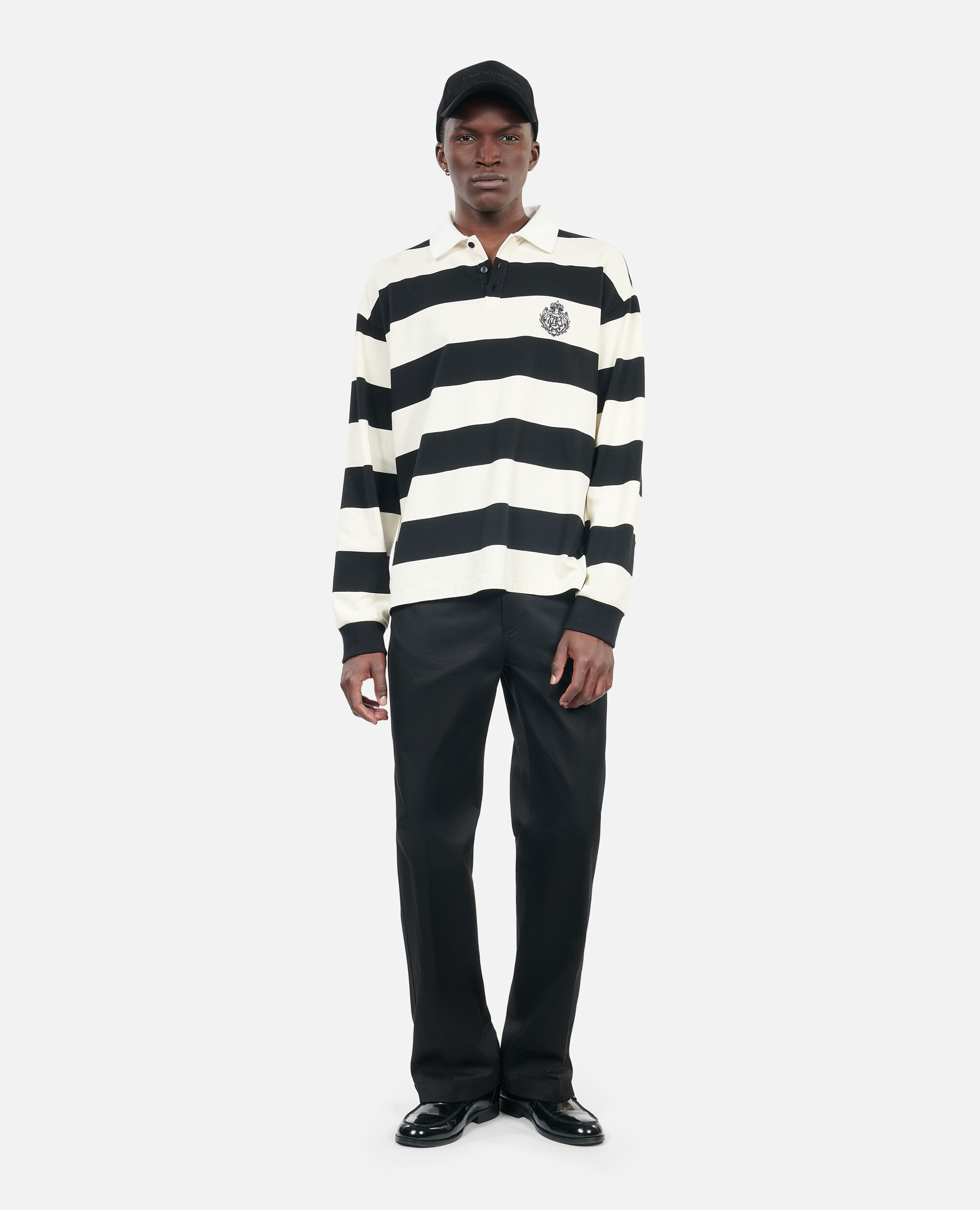 Black and white striped polo shirt 2025