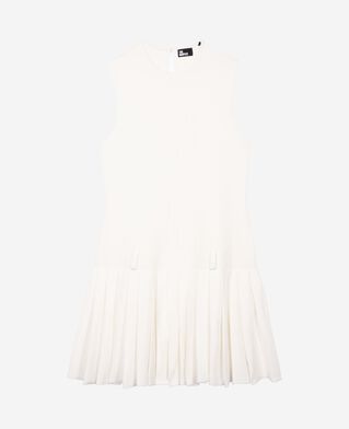 The Kooples WOMEN LIGHT BEIGE short dress in ecru pleated mesh