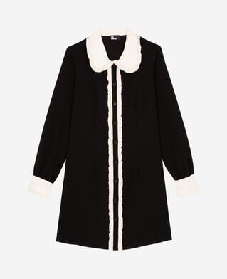 The Kooples DAMEN BLACK kurzes kleid mit kontrastkragen schwarz