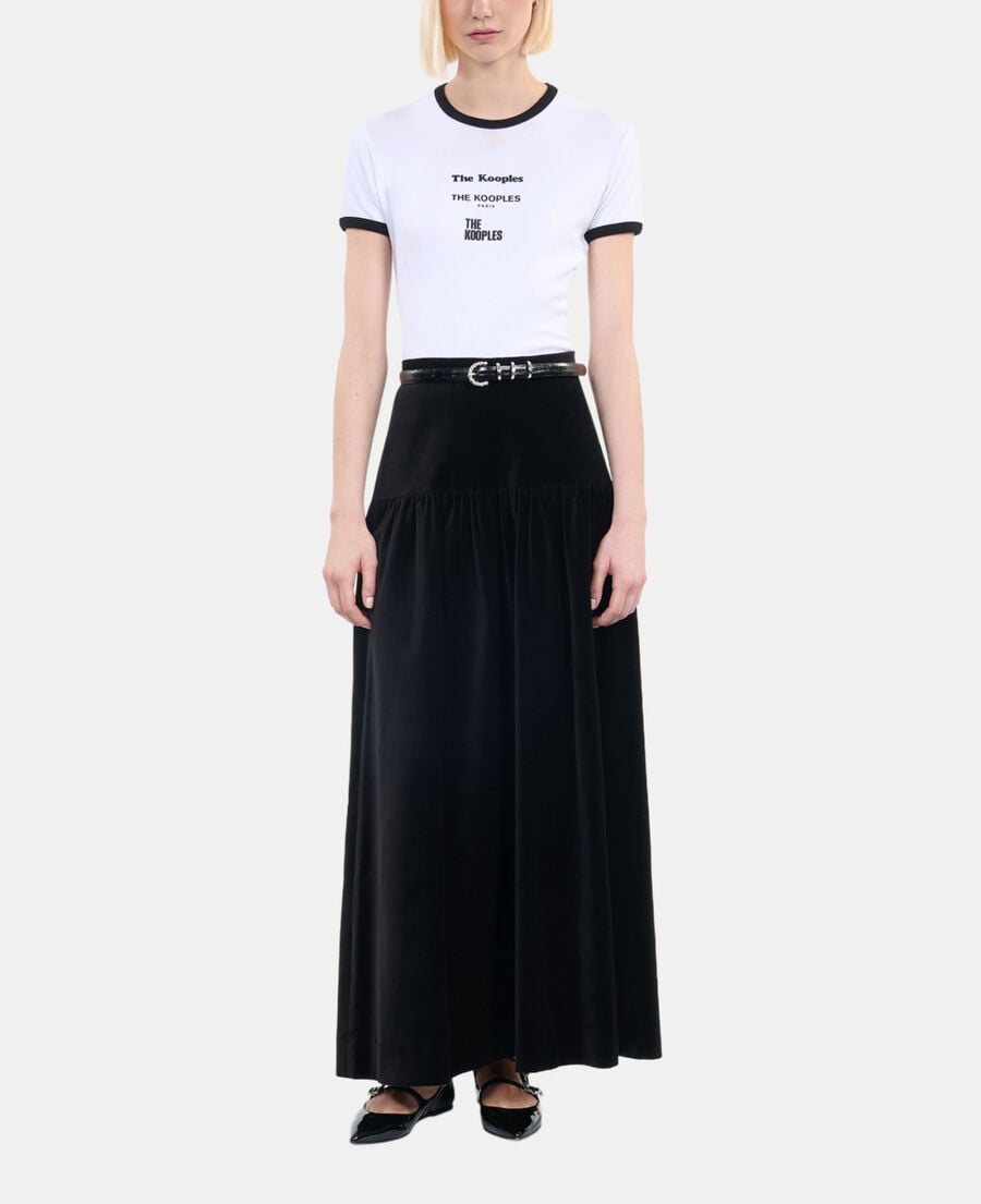 The Kooples FEMME BLACK jupe longue en velours noir