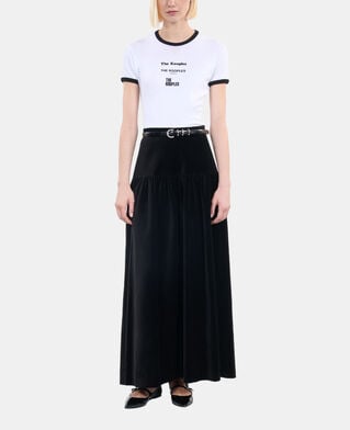 The Kooples FEMME BLACK jupe longue en velours noir