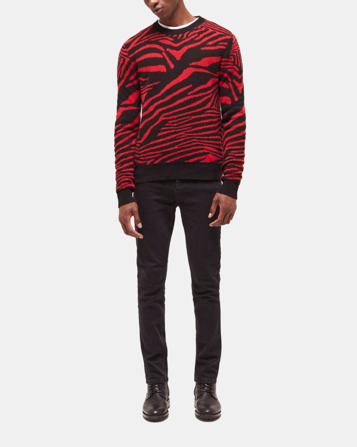 Roter Wollpullover mit Print, BLACK - RED, hi-res image number null