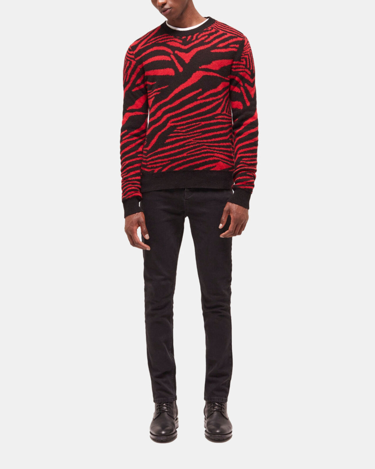 The Kooples HERREN BLACK - RED roter wollpullover mit print