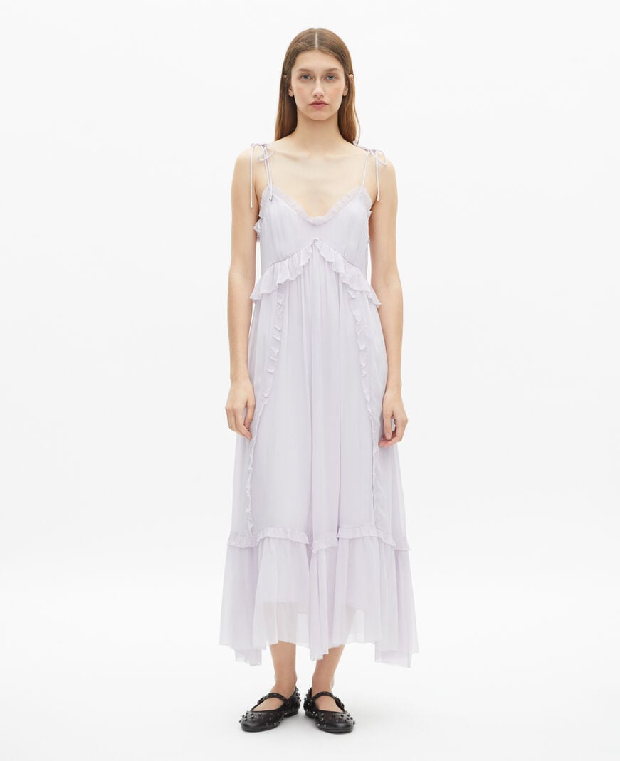 The Kooples WOMEN LIGHT PURPLE long dress with lilac ruffles