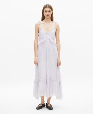 The Kooples WOMEN LIGHT PURPLE long dress with lilac ruffles