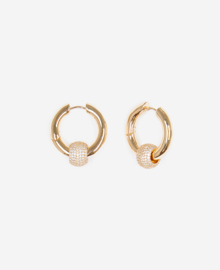 The Kooples F GOLD gold-plated hoop earrings with rhinestones