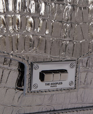 The Kooples WOMEN GUN METAL SILVER emily small bag in gunmetal crocodile-effect leather
