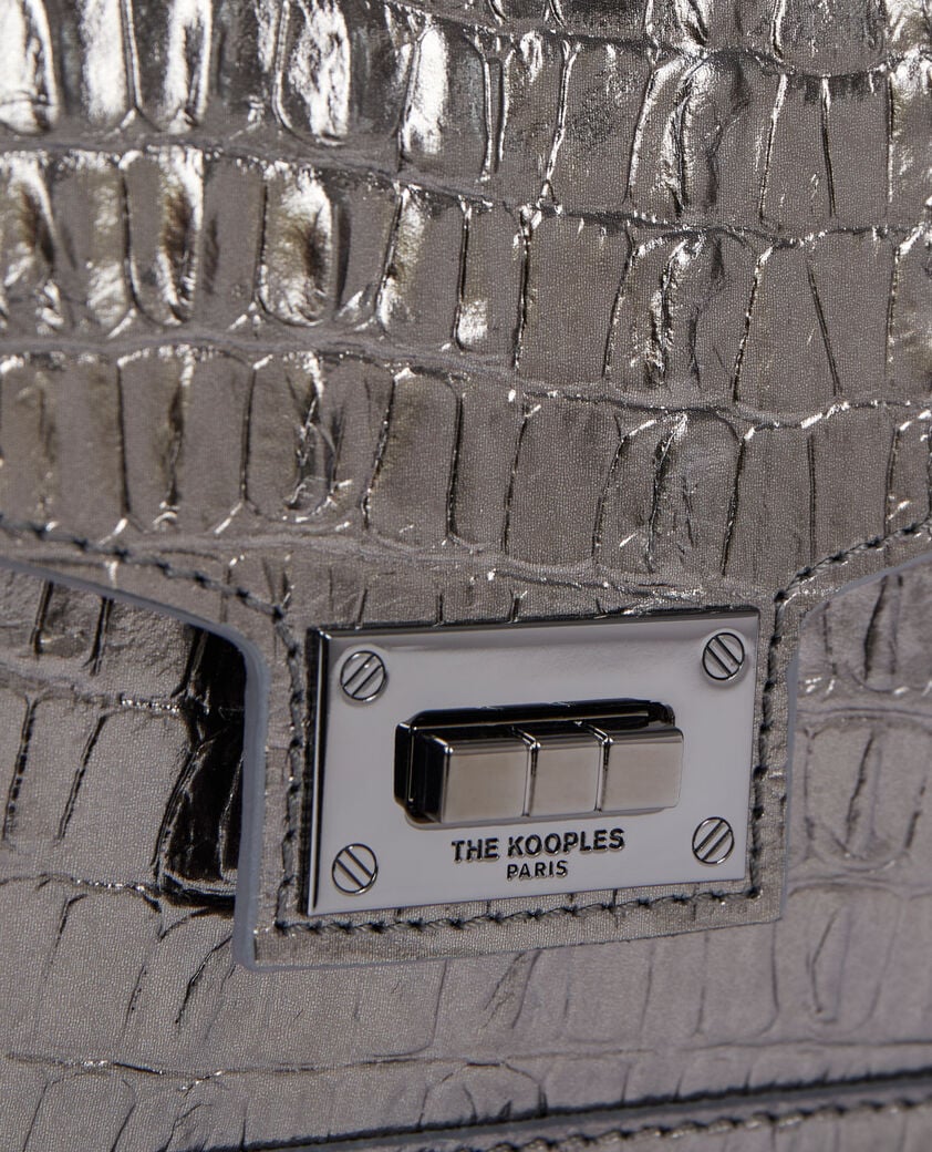 The Kooples DAMEN GUN METAL SILVER tasche emily small aus leder in krokodiloptik gunmetal