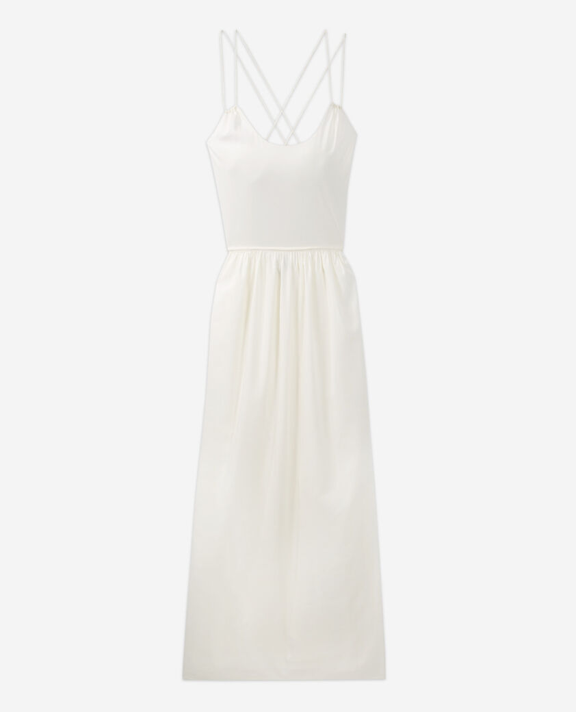 The Kooples WOMEN OFF WHITE ecru long summer dress with thin straps