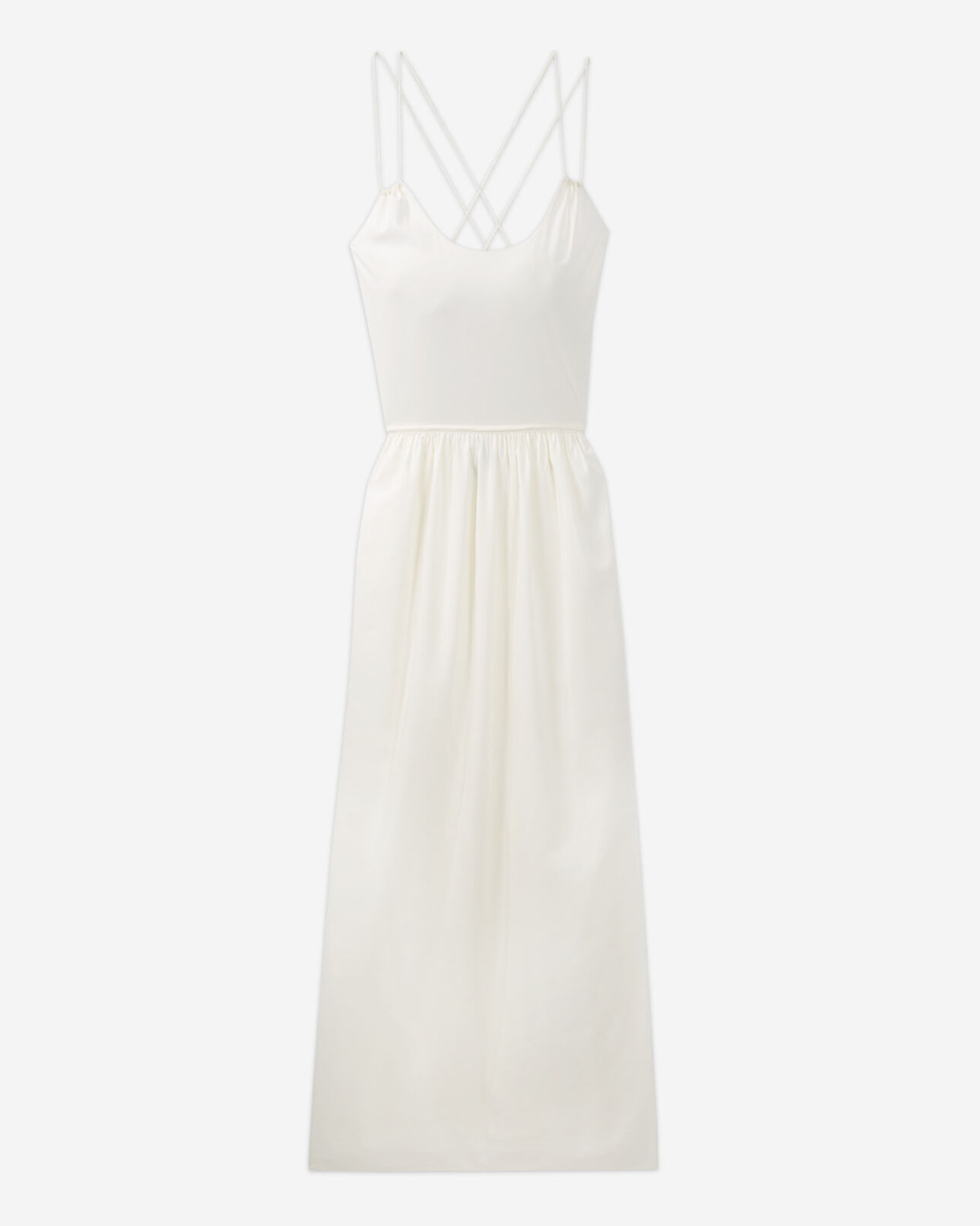 The Kooples FEMME OFF WHITE robe longue été écrue à fines bretelles
