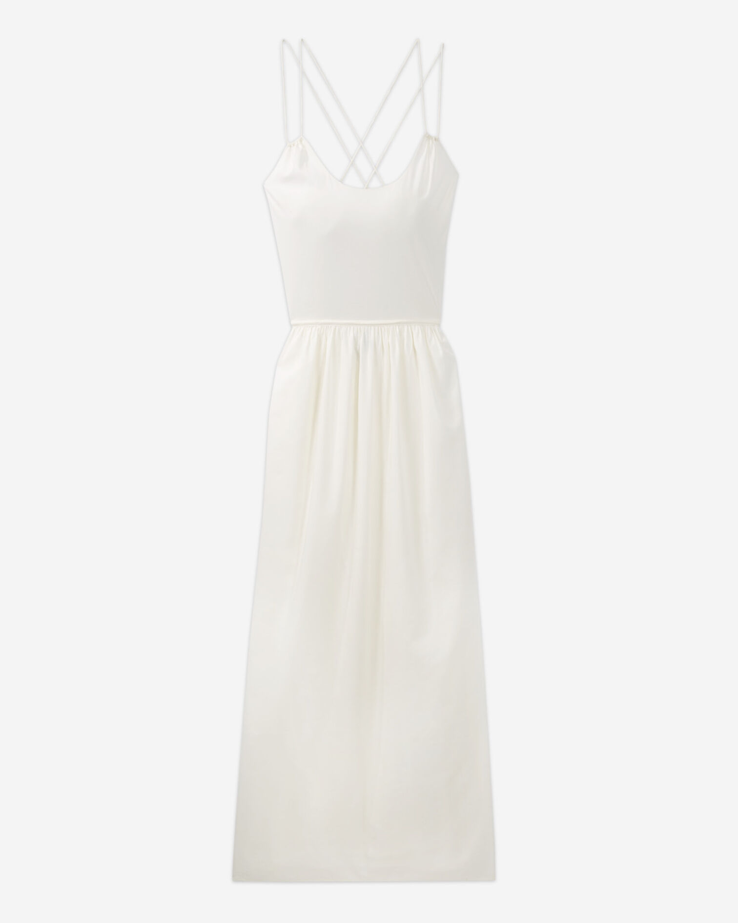 Robe longue été écrue à fines bretelles, OFF WHITE, hi-res image number null