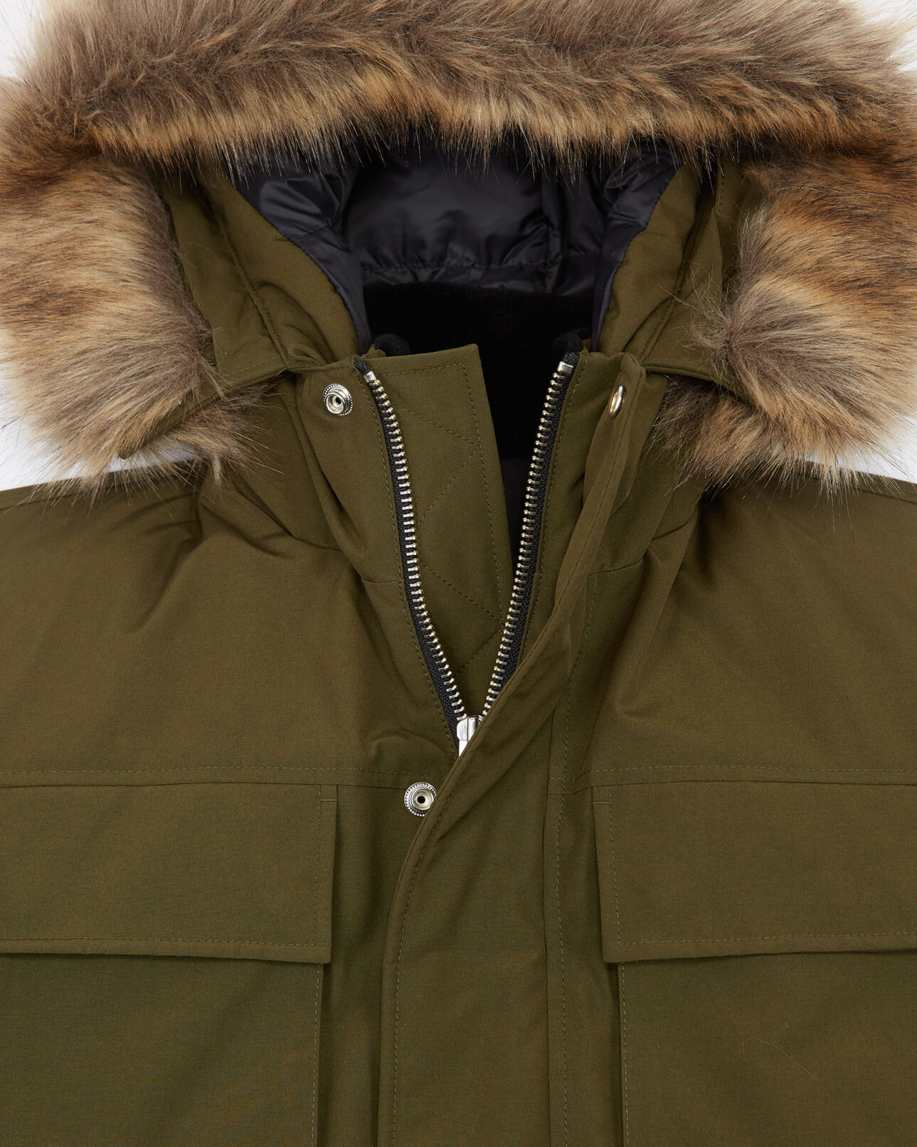 The Kooples HOMBRE KAKI parka corta caqui con capucha amovible