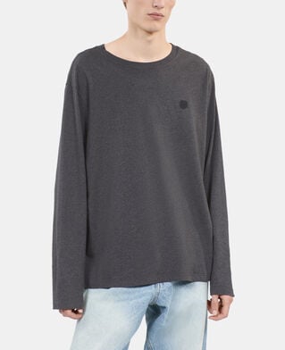 The Kooples HERREN ANTHRACITE MELANGE langärmeliges, graues t-shirt