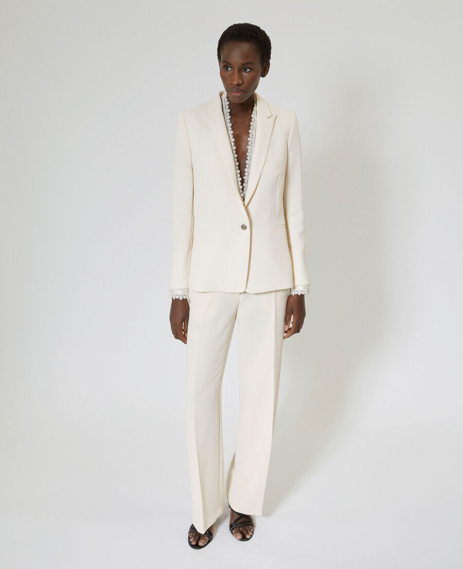 The Kooples F OFF WHITE suit jacket with ecru lace band