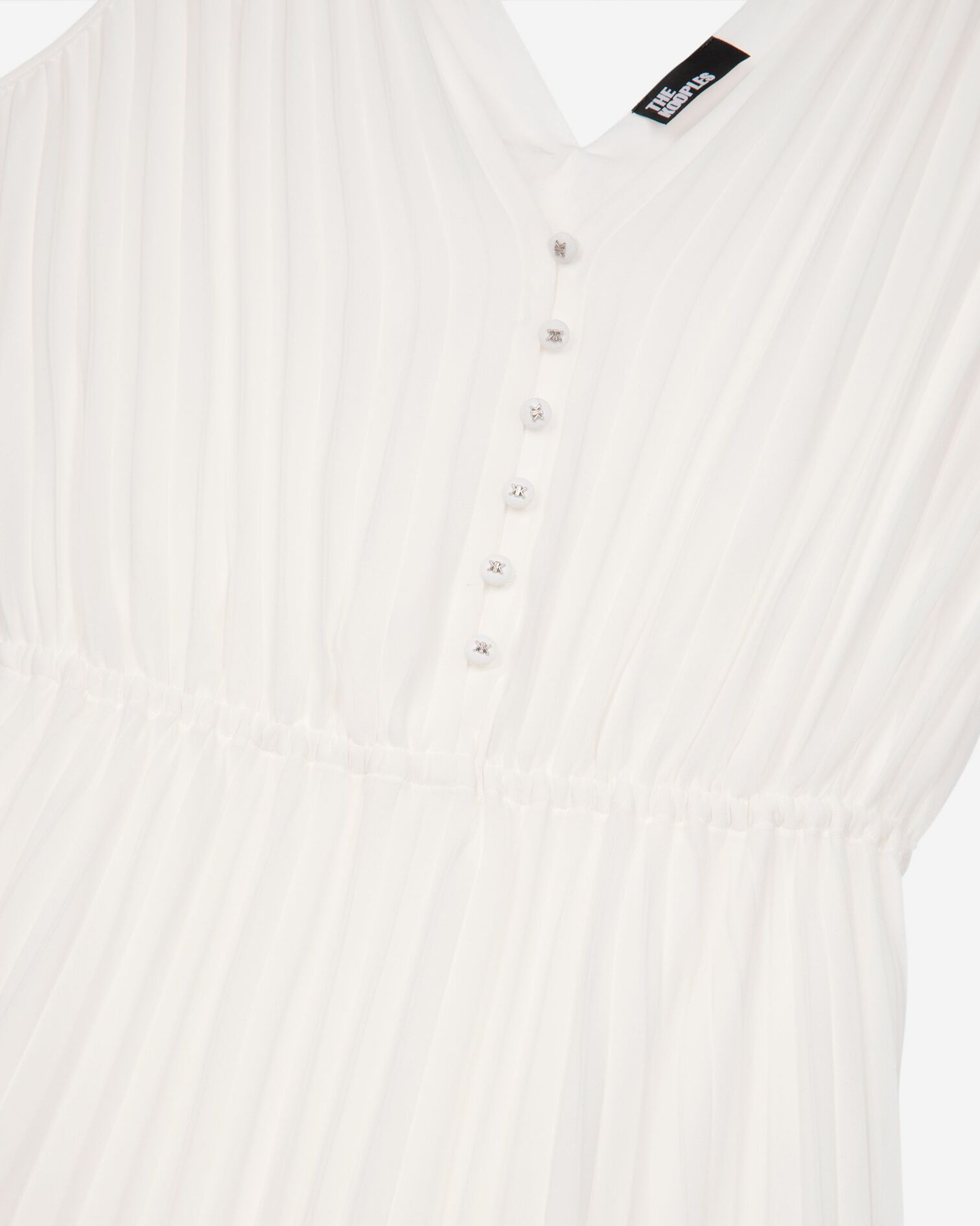 Robe longue avec plissage blanche et plumetis, ECRU, hi-res image number null