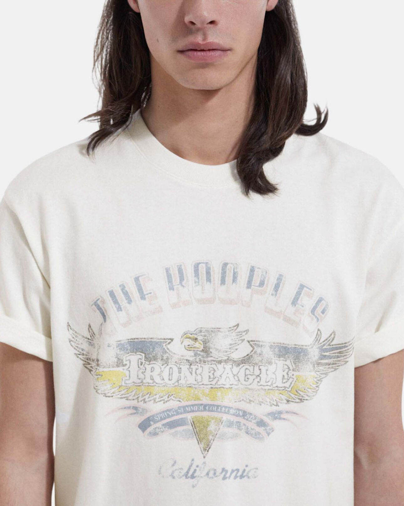 The Kooples HOMBRE ECRU camiseta blanco crudo algodón águila redondo