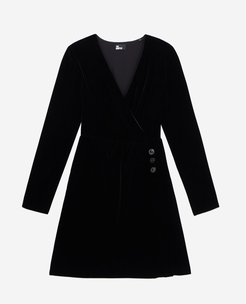 The Kooples FEMME BLACK robe courte noire en velours