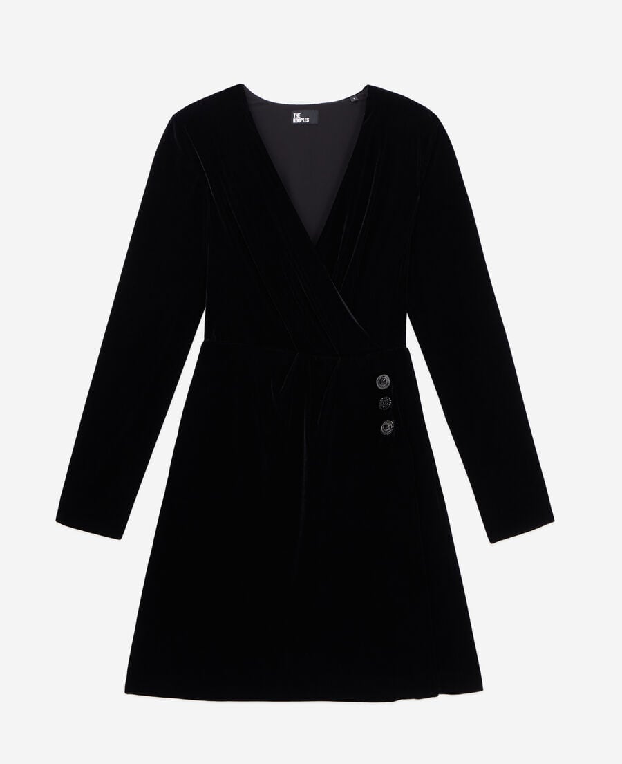The Kooples FEMME BLACK robe courte noire en velours