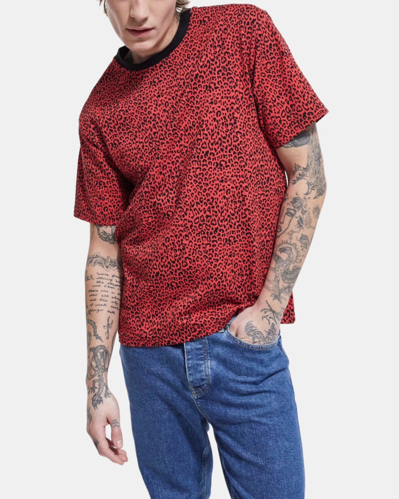 The Kooples MEN DARK RED red leopard print t-shirt