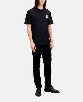 The Kooples HERREN BLACK schwarzes t-shirt mit vintage-skull-stickerei