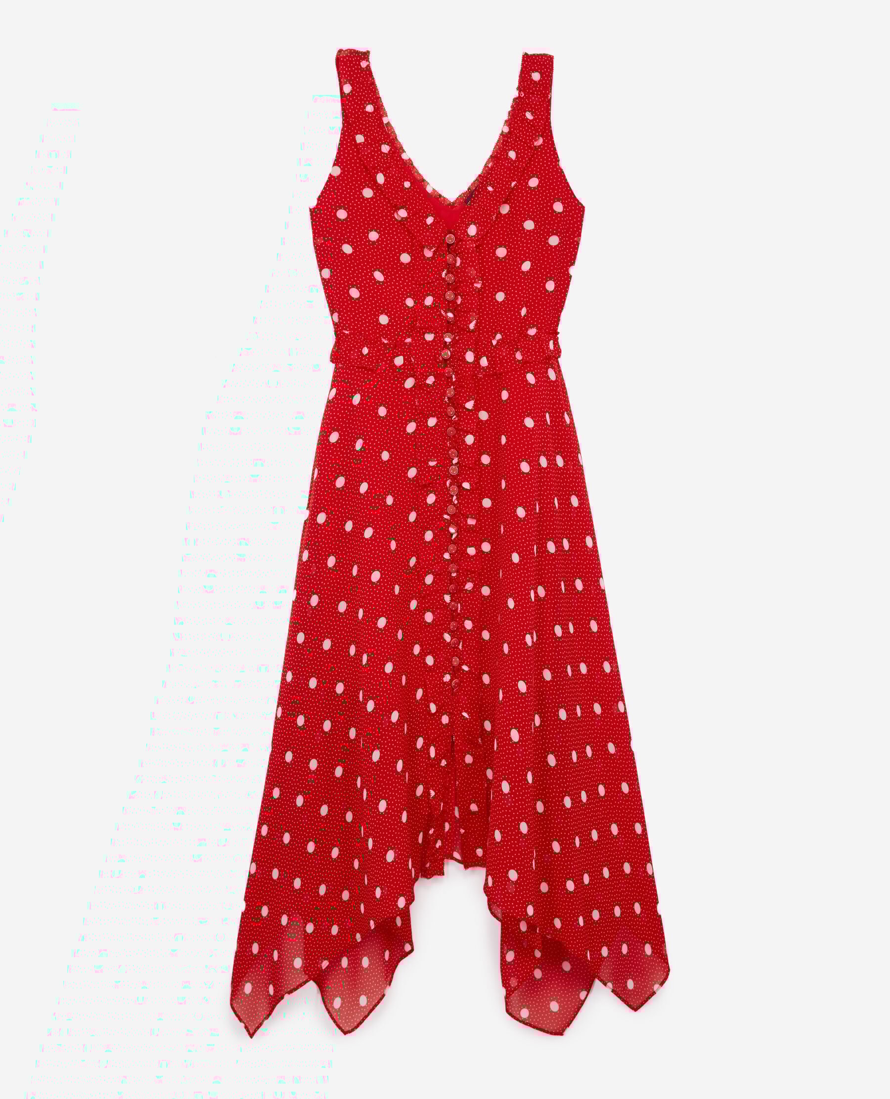 Robe longue rouge shop à pois