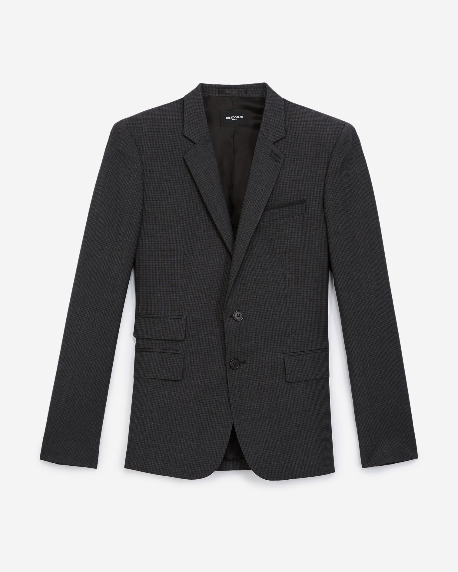Veste laine grise micro-carreaux slim, ANTHRACITE, hi-res image number null