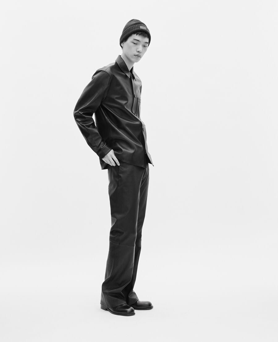 The Kooples MEN BLACK black leather shirt