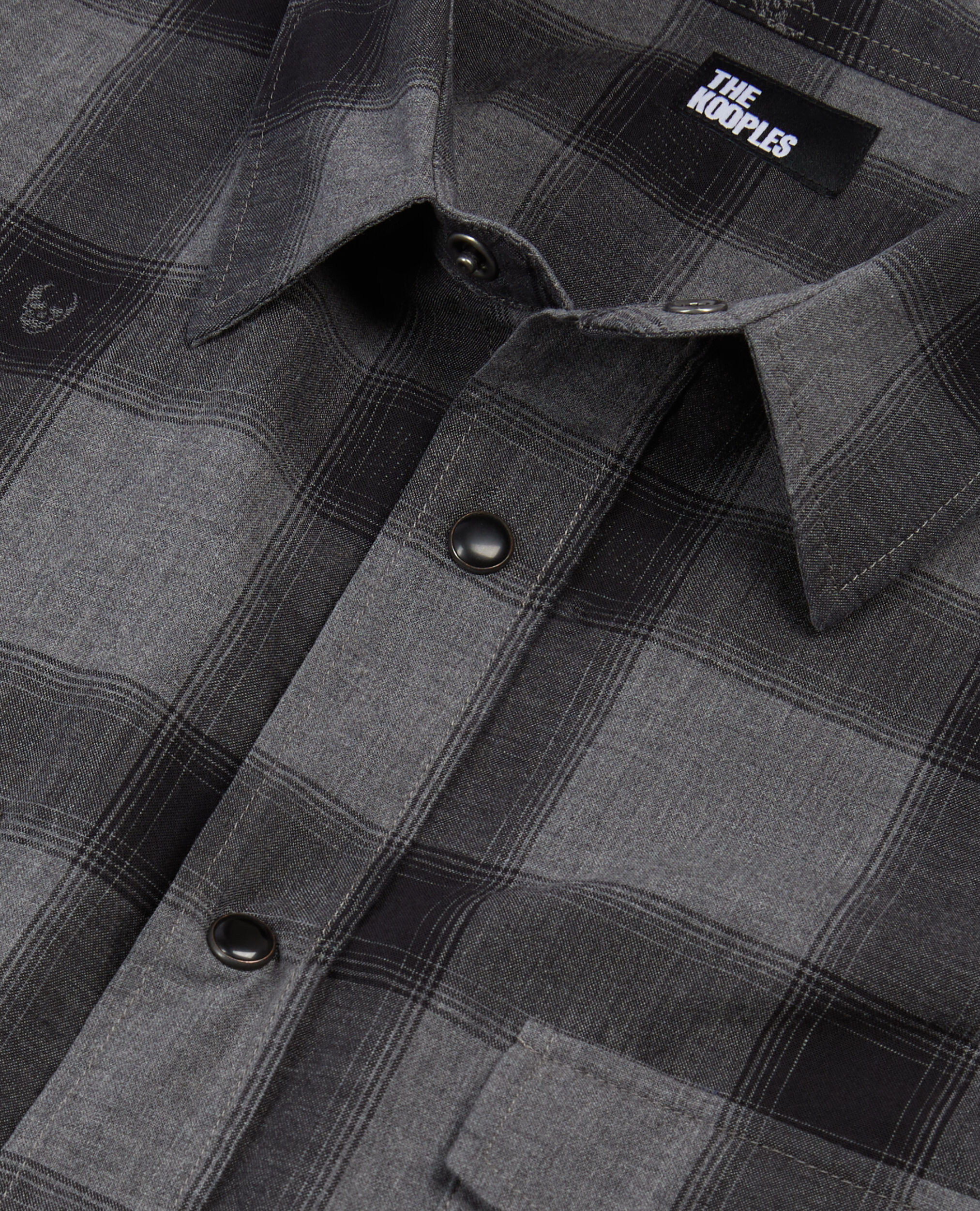 Grey checked shirt with skulls, BLACK GREY, hi-res image number null