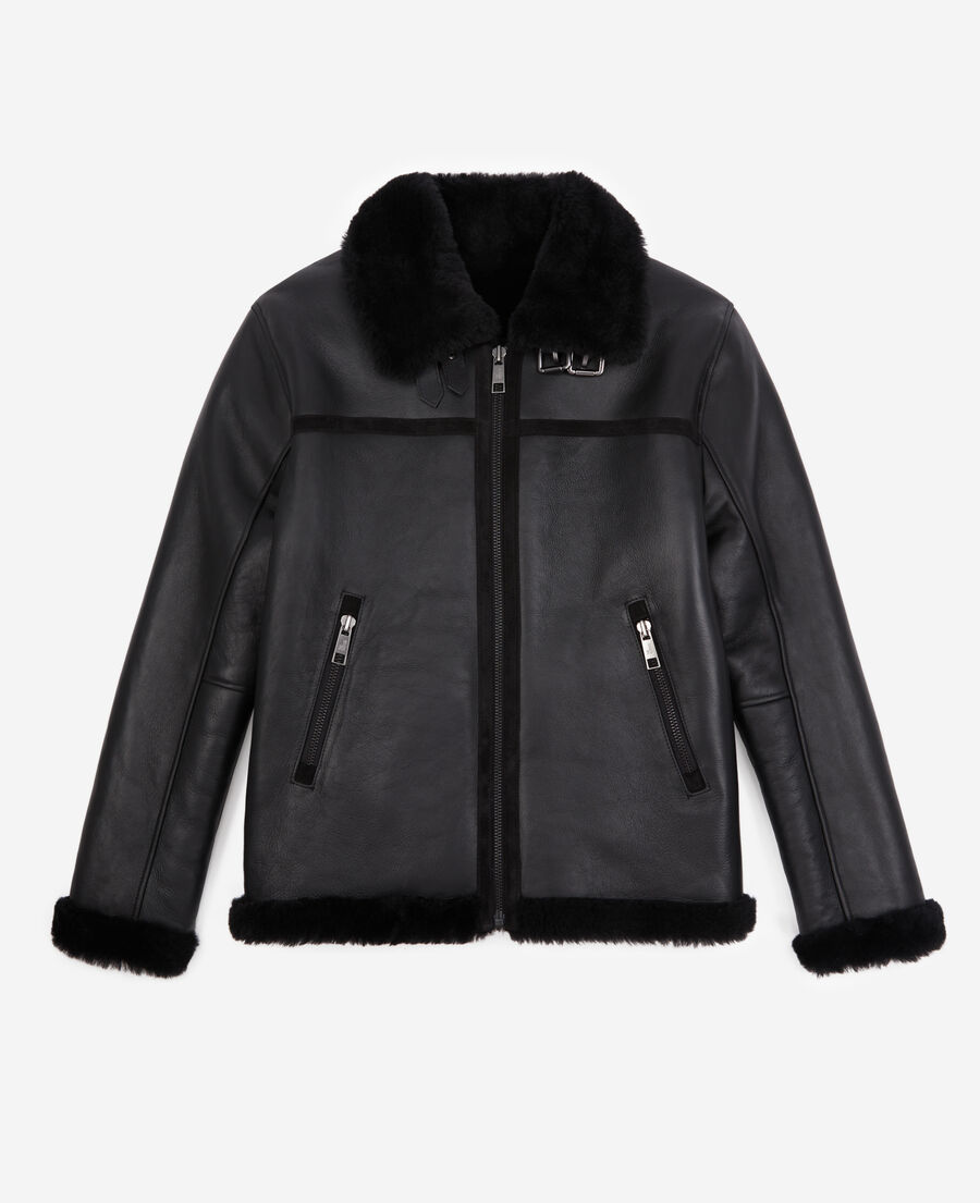 black shearling jacket