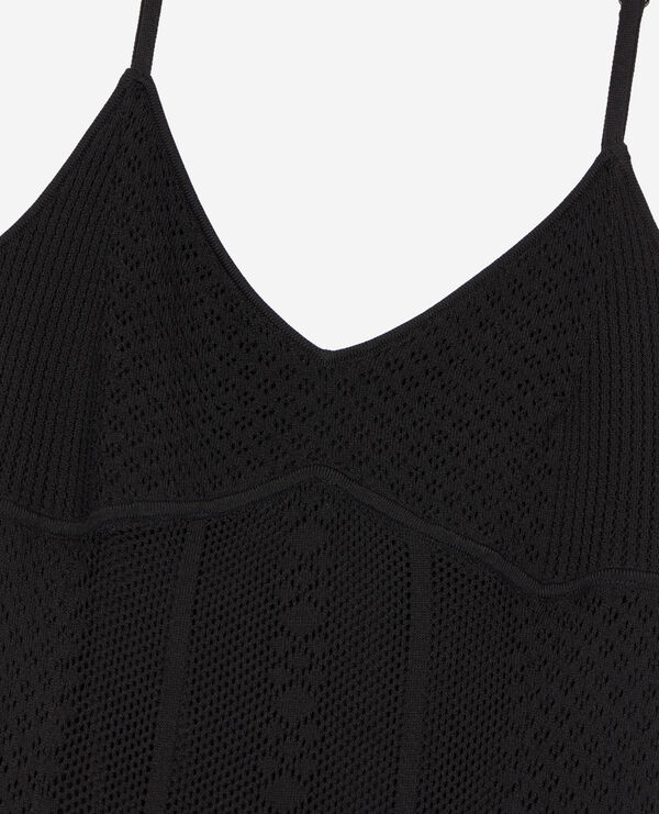 Robe Noire Robe The Kooples Sport Robe Longue En Maille Ajourée