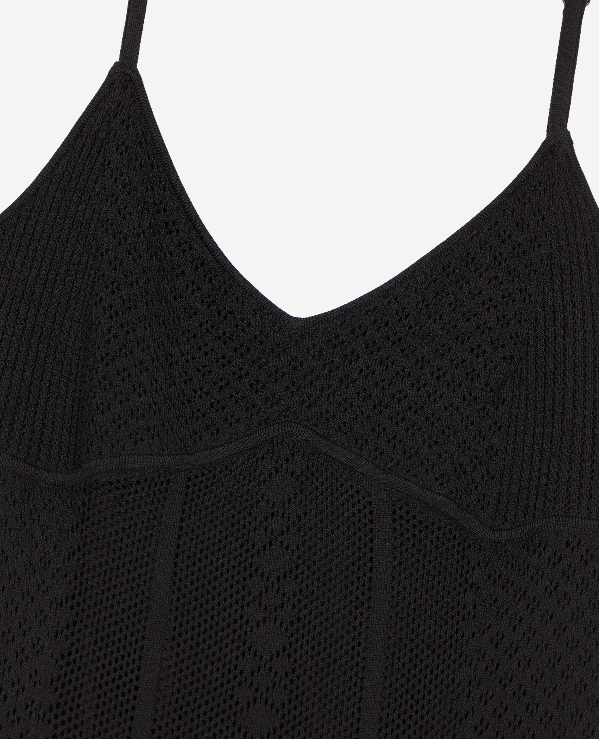 Robe longue en maille ajourée noire, BLACK, hi-res image number null