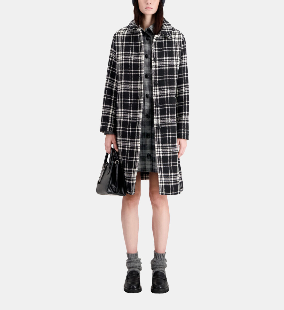 Long checkered coat in wool blend The Kooples