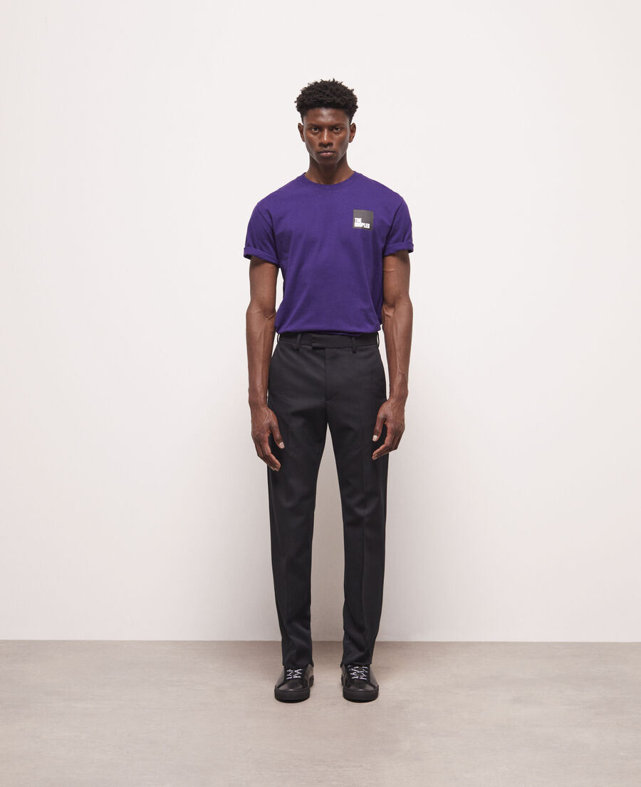black wool flared pants