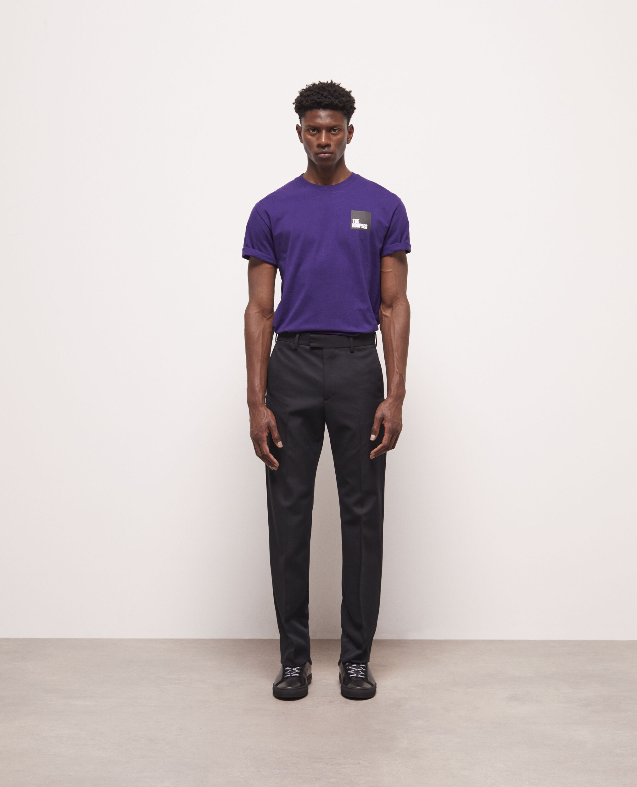 Black wool flared pants, BLACK, hi-res image number null