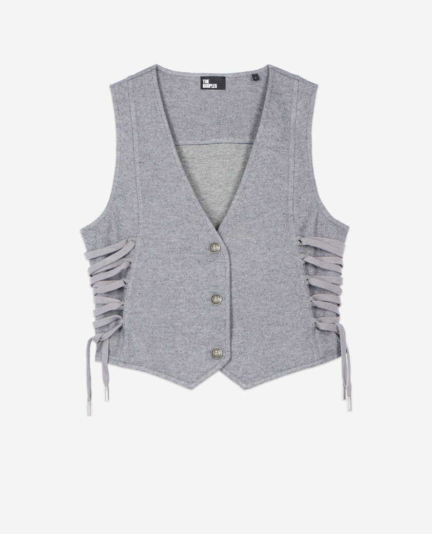 The Kooples WOMEN GREY MELANGE grey waistcoat with lacing