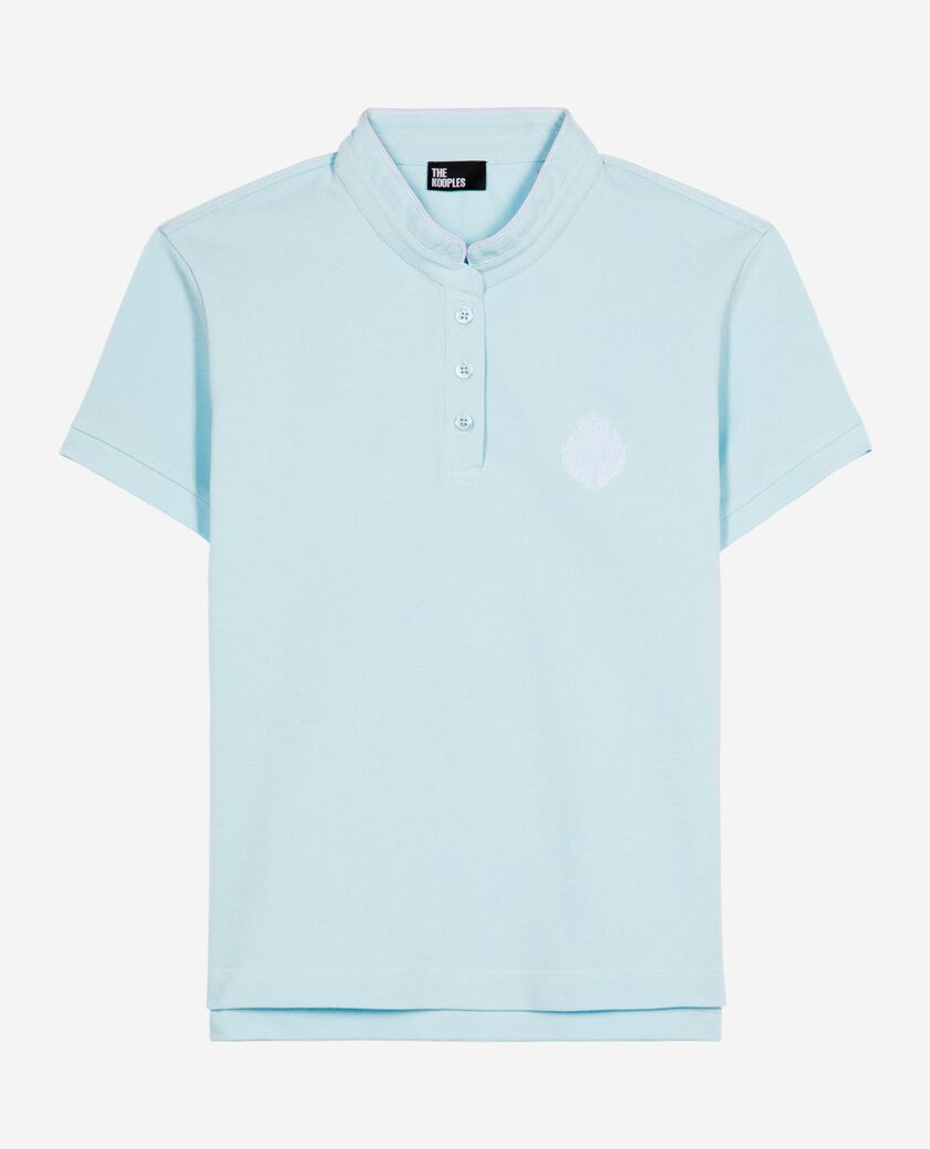 The Kooples F BABY BLUE light blue mandarin collar polo shirt