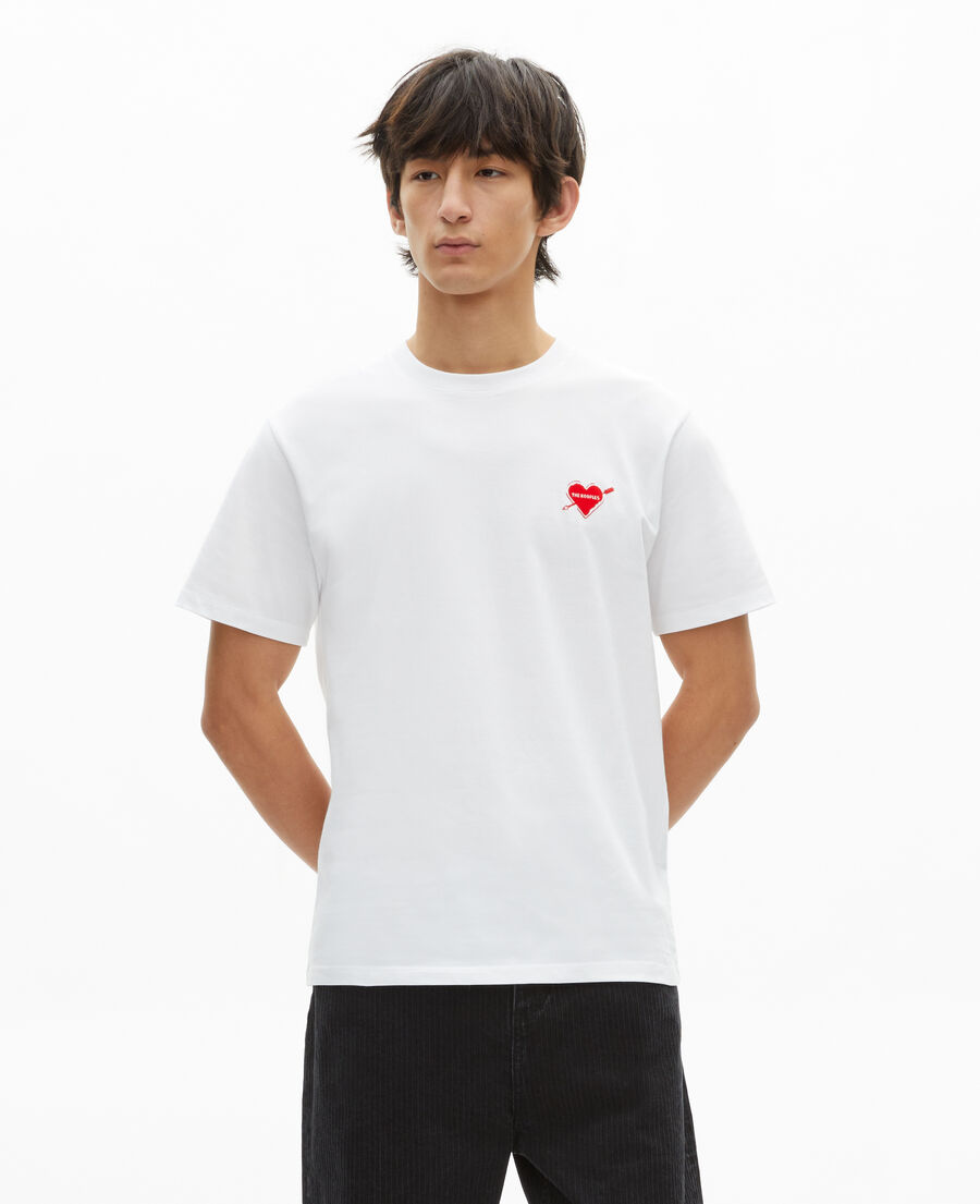 The Kooples MEN WHITE t-shirt with white heart flocking