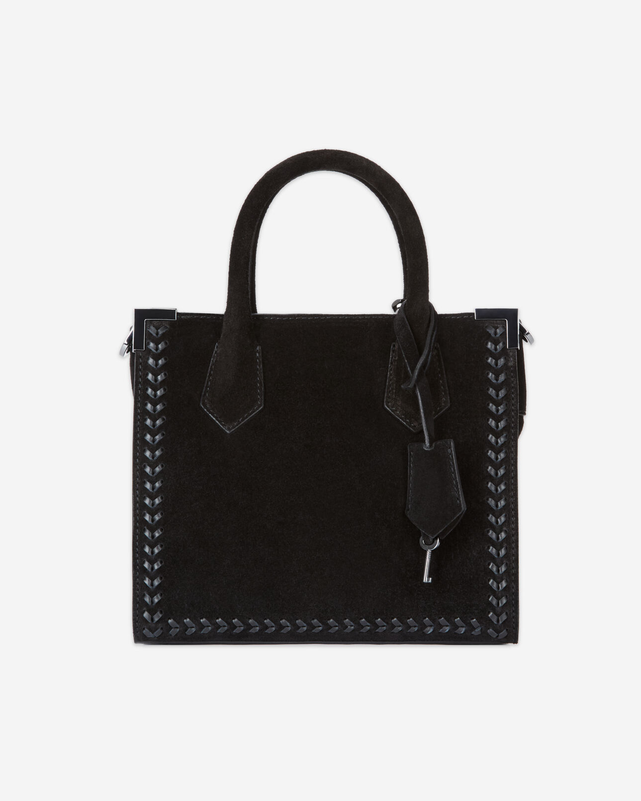 The Kooples WOMEN BLACK medium ming bag in black suede leather