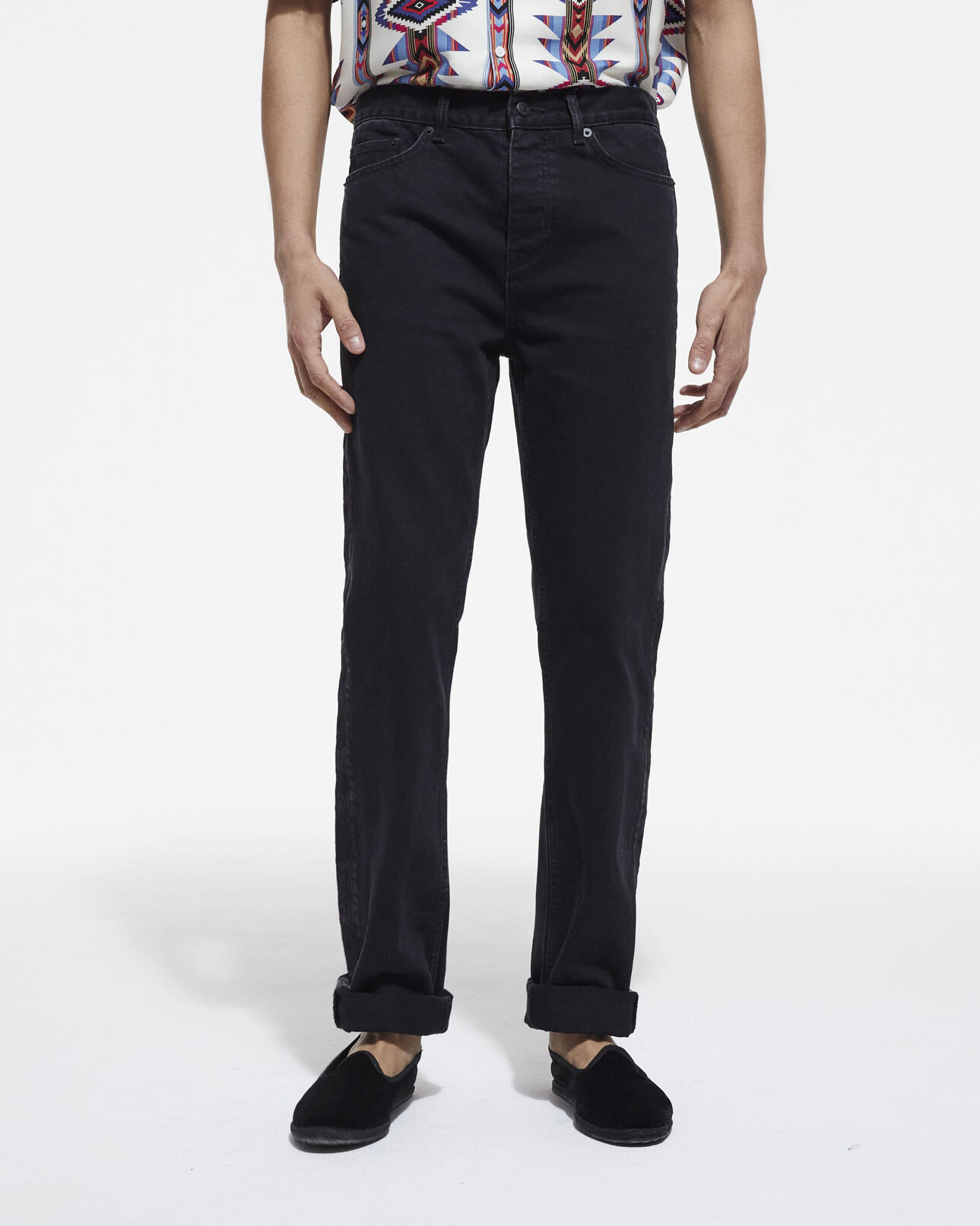 The Kooples HOMME BLACK WASHED jean taille haute noir
