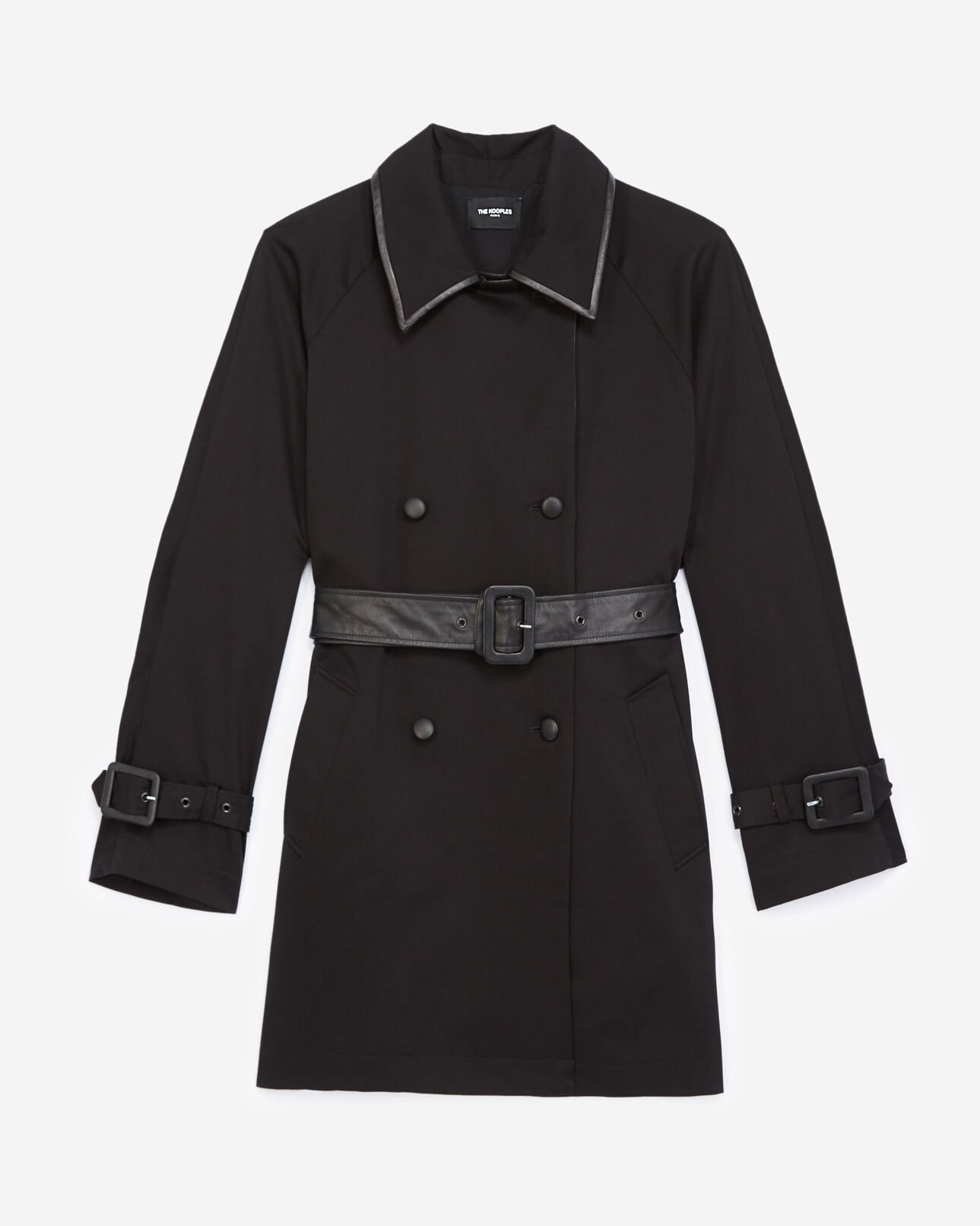 The Kooples WOMEN BLACK black cotton trench coat