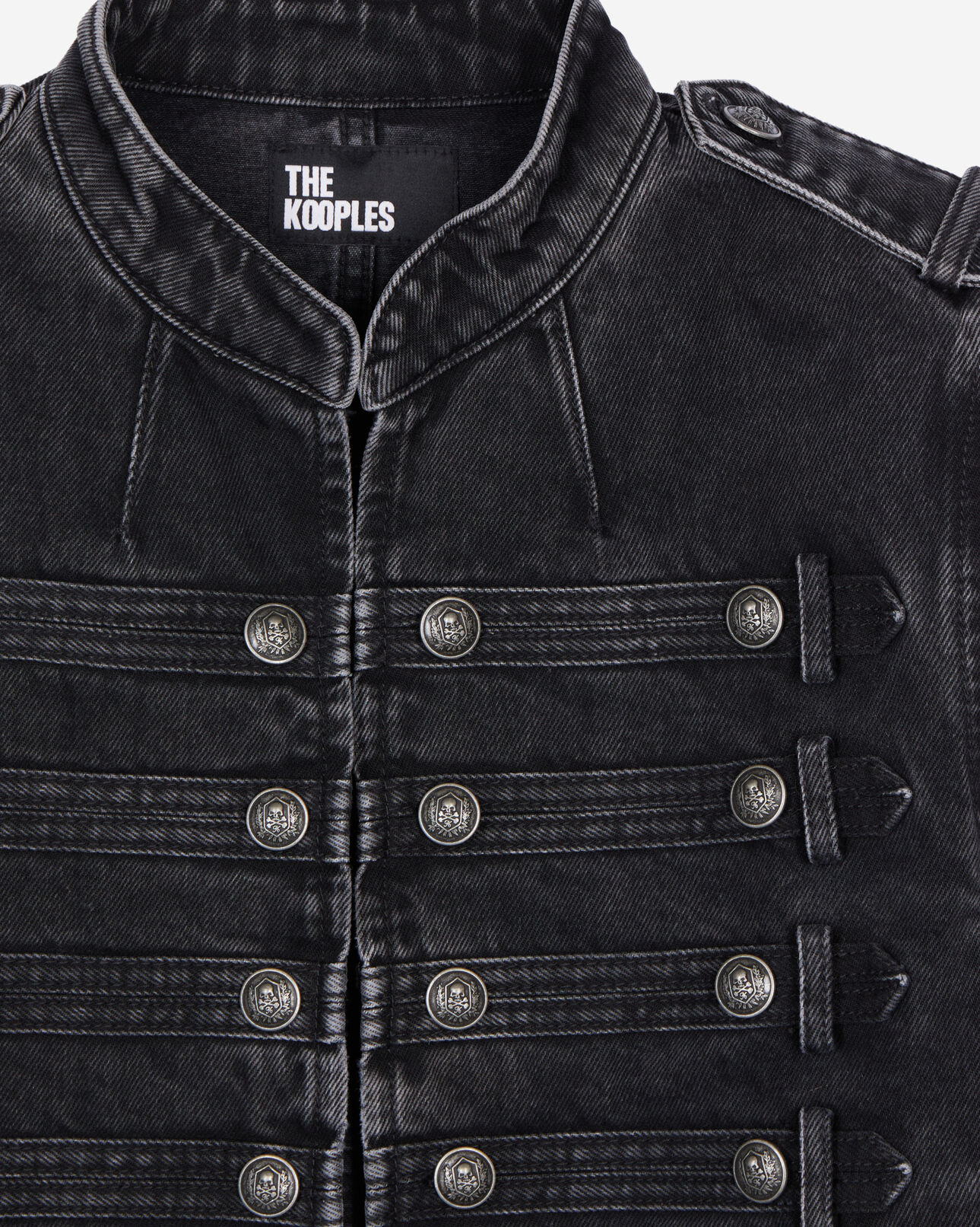 The Kooples F BLACK WASHED grey denim officer-style jacket