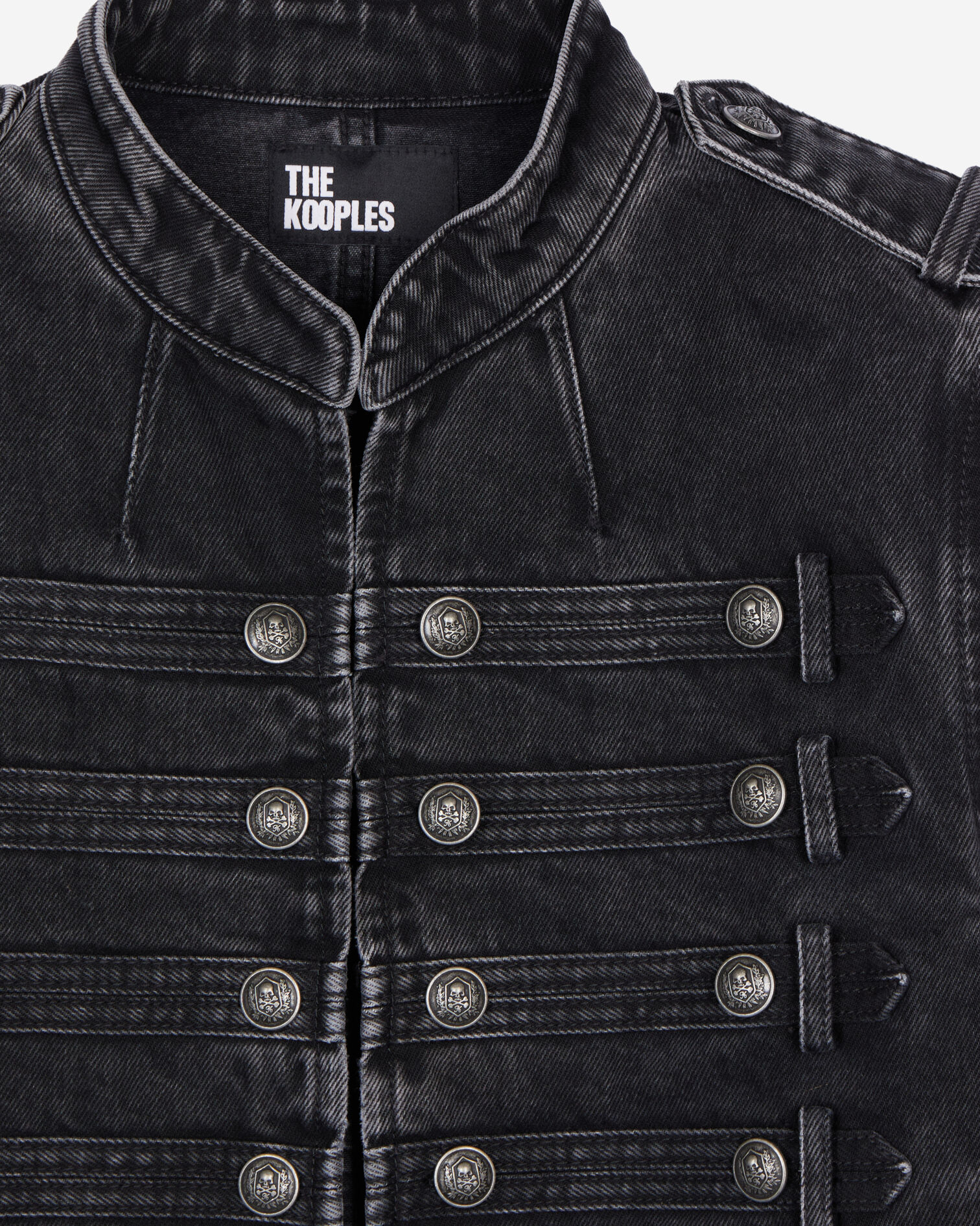 Grey denim officer-style jacket, BLACK WASHED, hi-res image number null