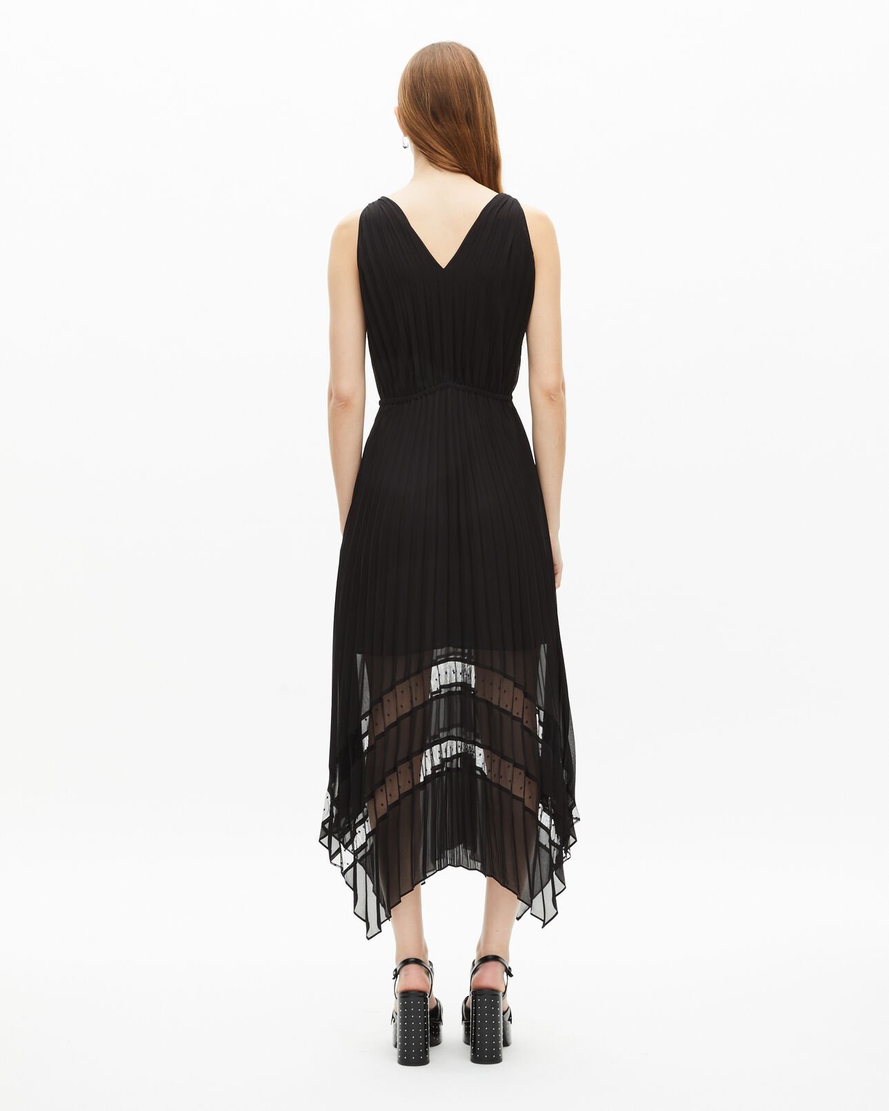 The Kooples DAMEN BLACK schwarzes, plissiertes langes kleid