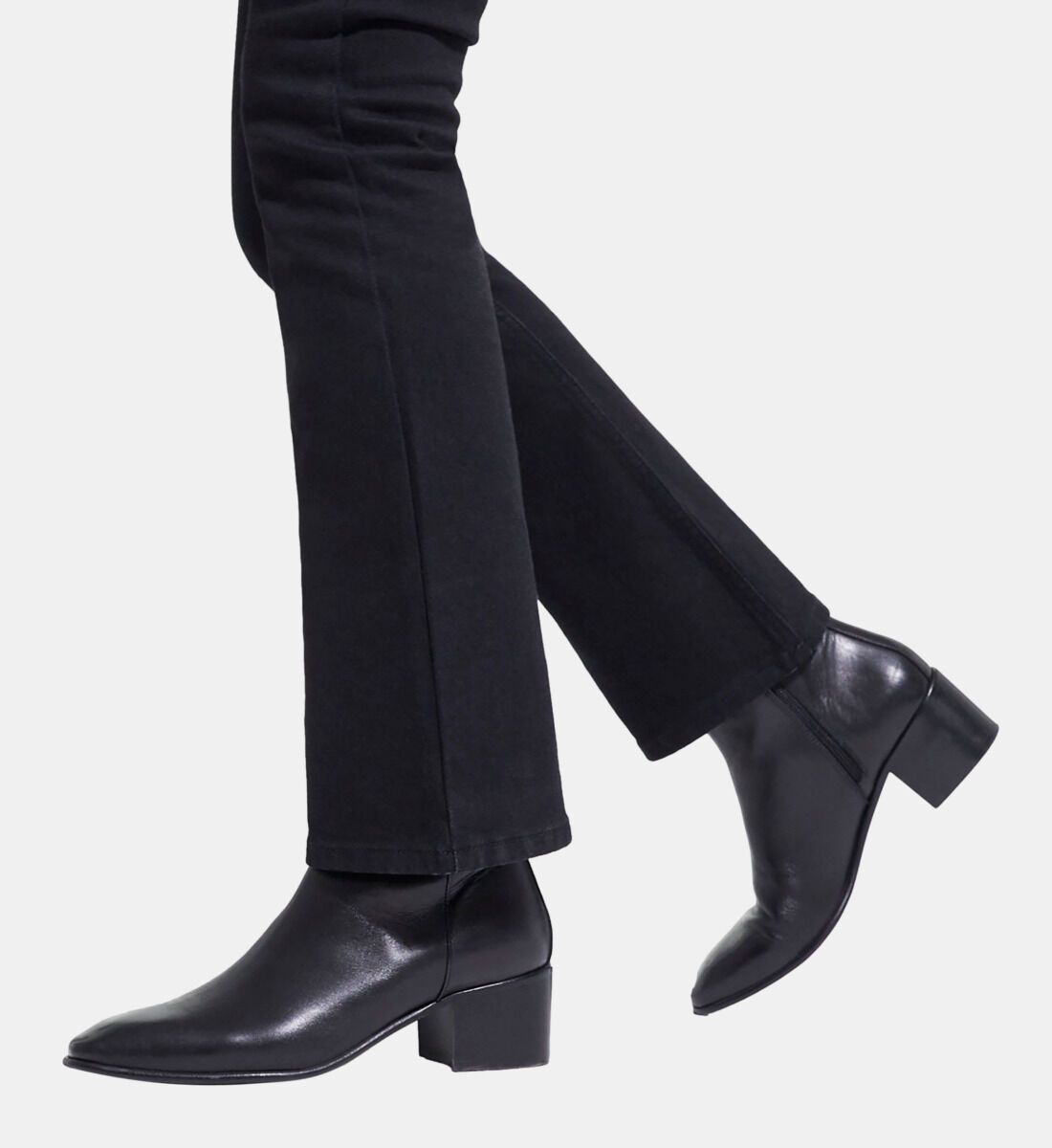 Black square heel leather boots The Kooples US