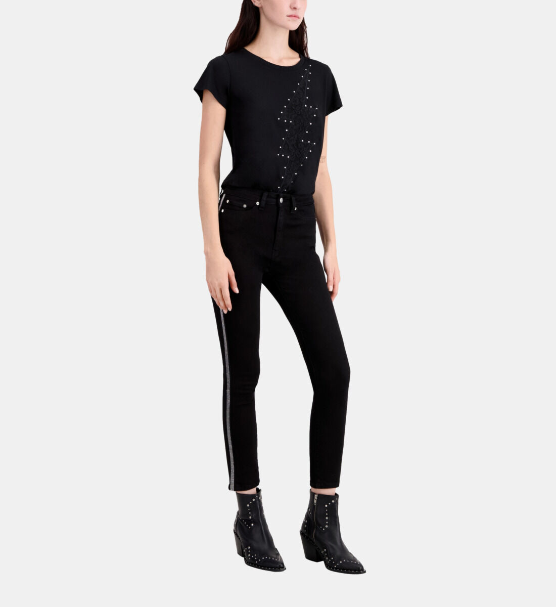 Black slim jeans with chains