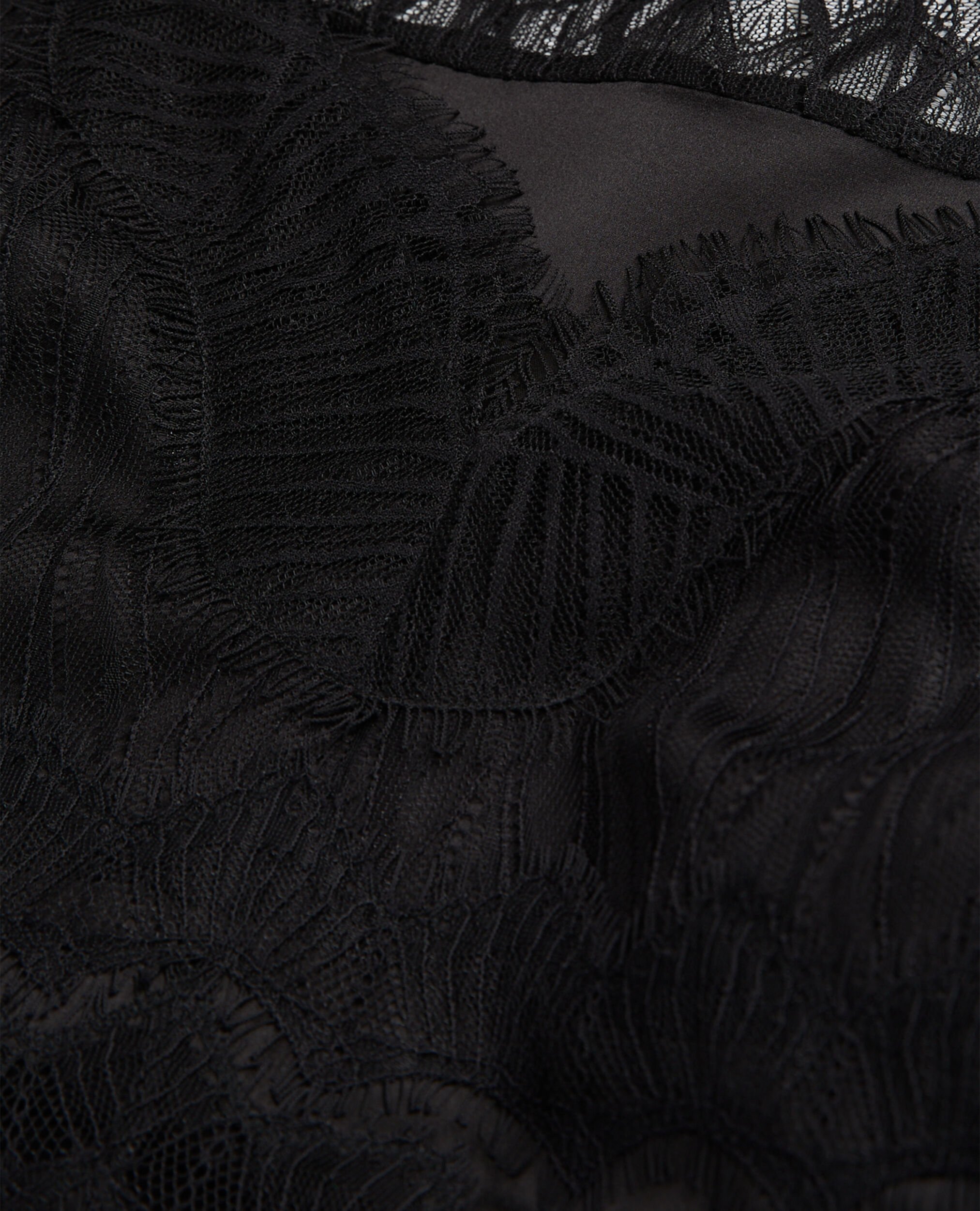 Caraco avec détails en dentelle et soie noir, BLACK, hi-res image number null