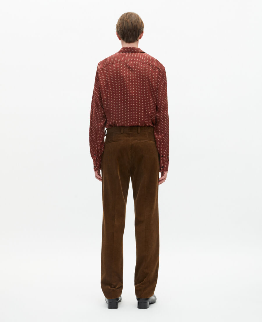 The Kooples HOMME CARAMEL pantalon de costume ajusté en velours côtelé marron