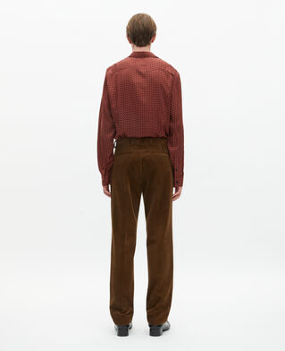 The Kooples HOMME CARAMEL pantalon de costume ajusté en velours côtelé marron