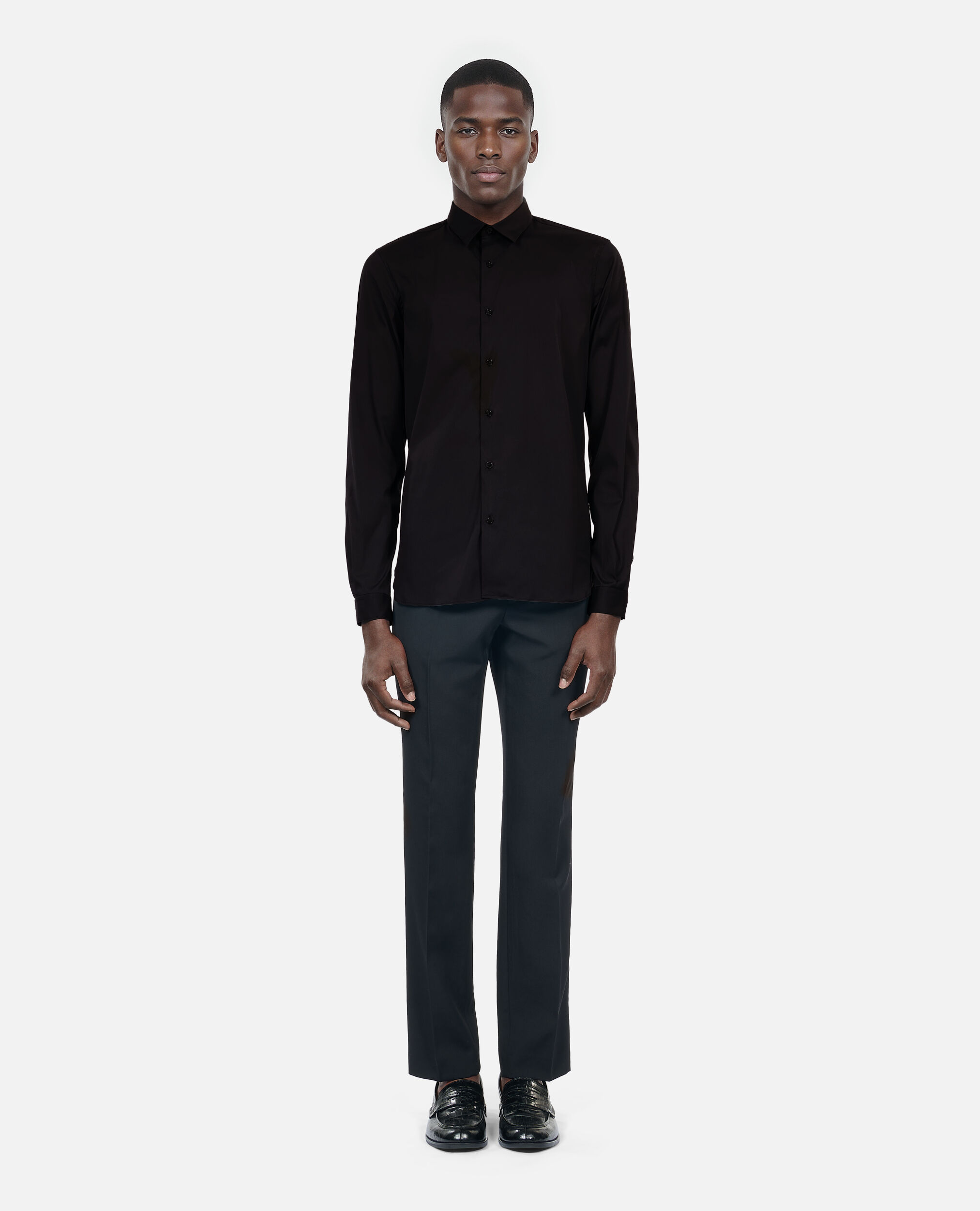 Black poplin shirt, BLACK, hi-res image number null