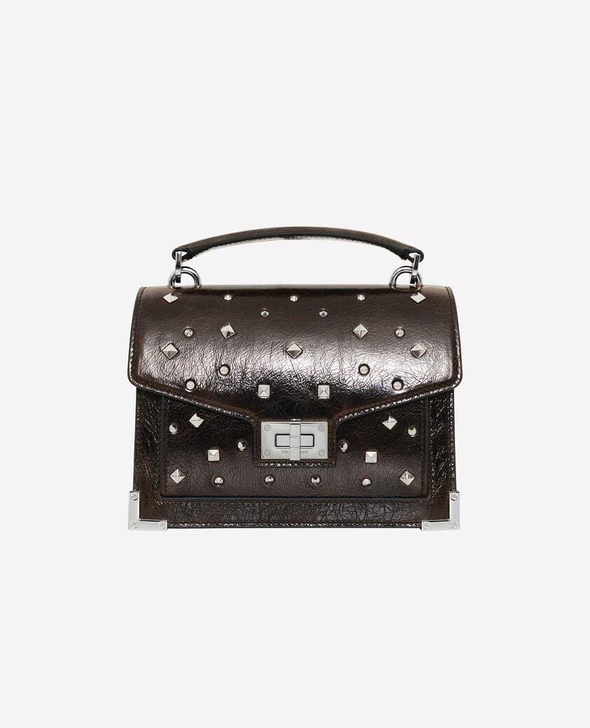The Kooples DAMEN BROWN emily tasche small aus braunem crackleder